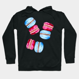 Cute Watercolor Macarons Red & Blue Illustration Hoodie